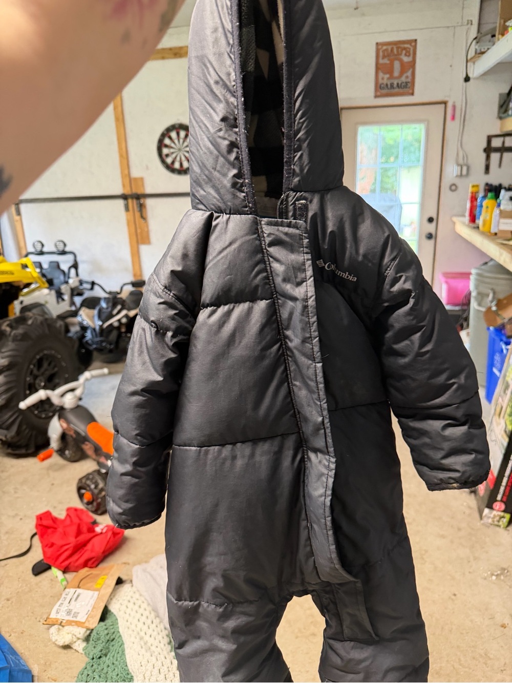 Columbia Black Hooded Kids Puffer One-Piece Snowsuit